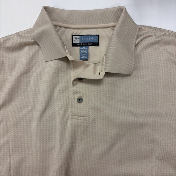 Jos A Bank Leadbetter Golf Shirt Men M Beige 100% Cotton Stays Cool Tech NEW - Picture 4 of 7